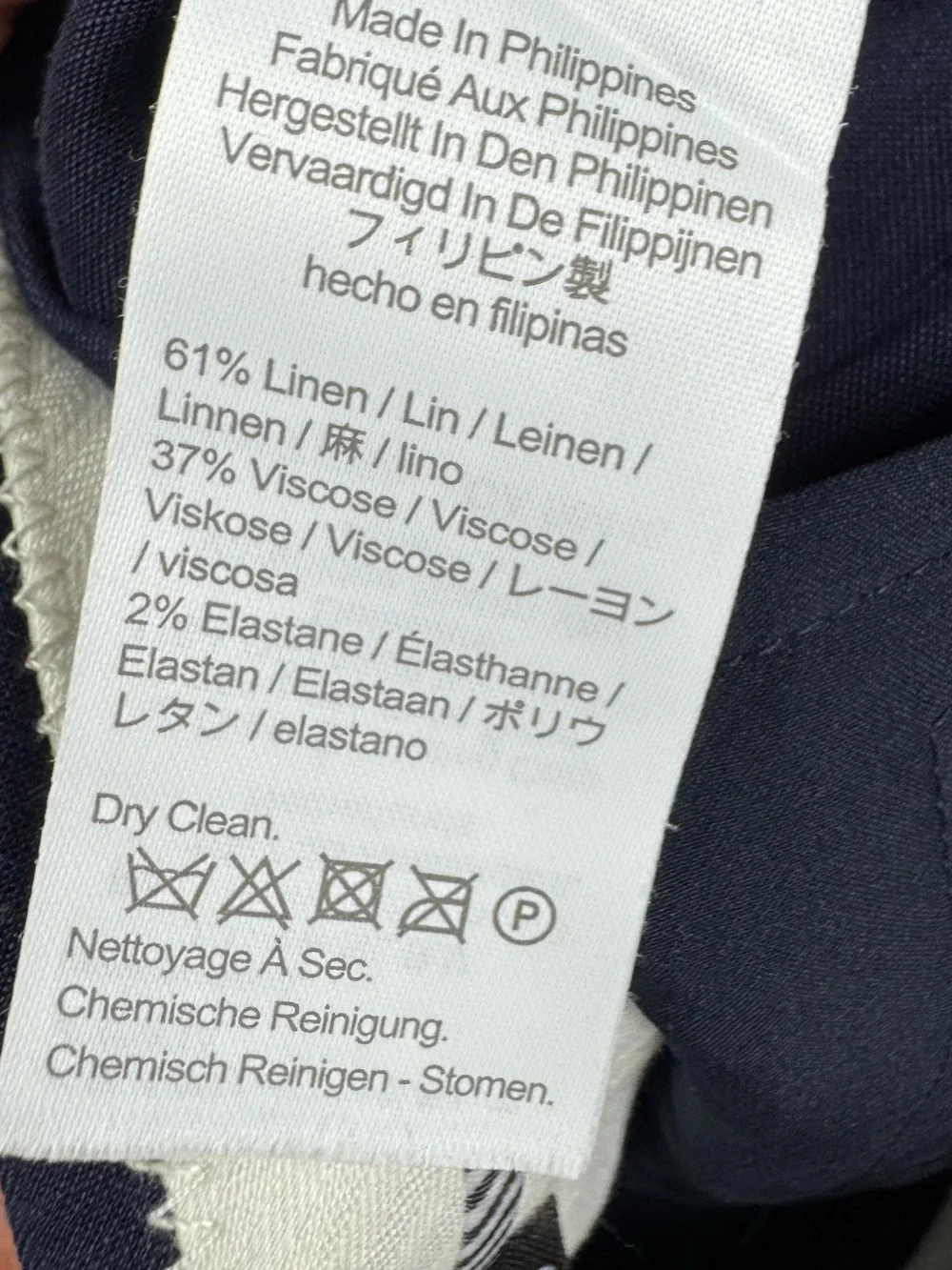 J Crew Side Tab Trouser in Italian Linen Blend sz 10 Navy
